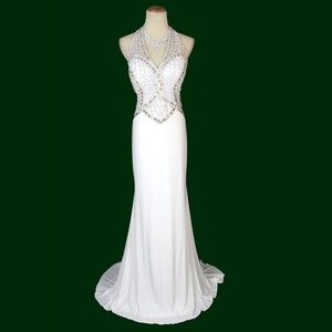 NEW TONY BOWLS White Beaded Bridal Wedding Dress